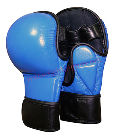 mma-fight-grappling-gloves-combat-sports-gear-cowhide leather-blue-black